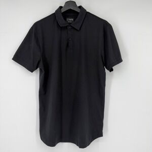 CUTS Clothing Mens Black Curve-Hem Polo Shirt PYCA Pro L1034 Short Sleeve Large